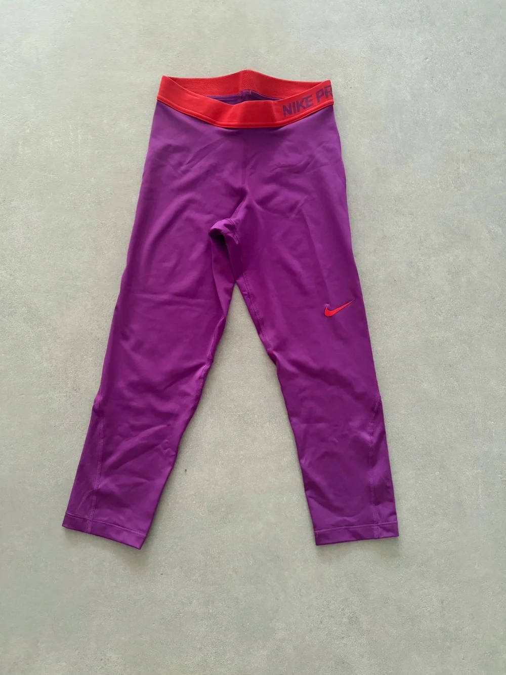 Nike Purple Capri Leggings with Orange Waistband